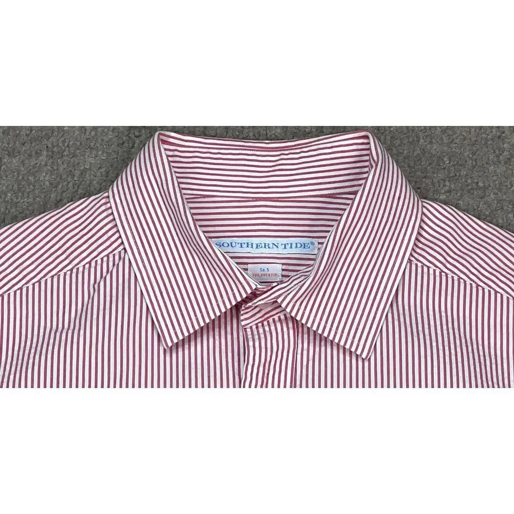 Southern Tide Tailored Fit Men's Striped Button Up Short Sleeve Shirt Size Small